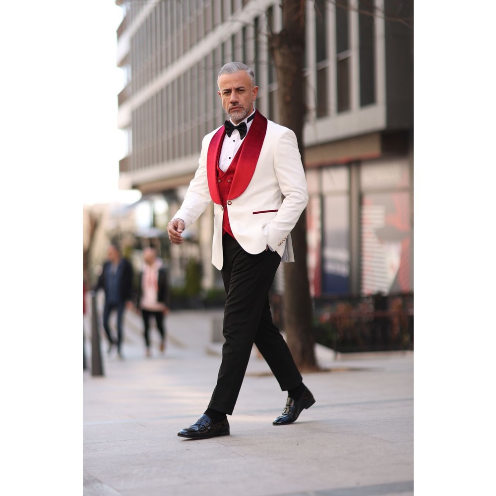 Vermelho branco masculino casa - Men Formal Wear Modern avaliação e preço